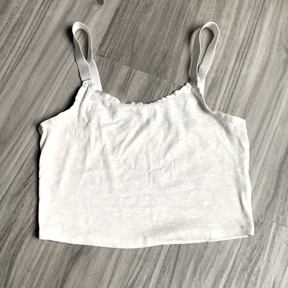 white garage crop top